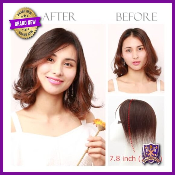 Human Hair Topper for Thinning Hair, Clip-In, Straight, 7.8\